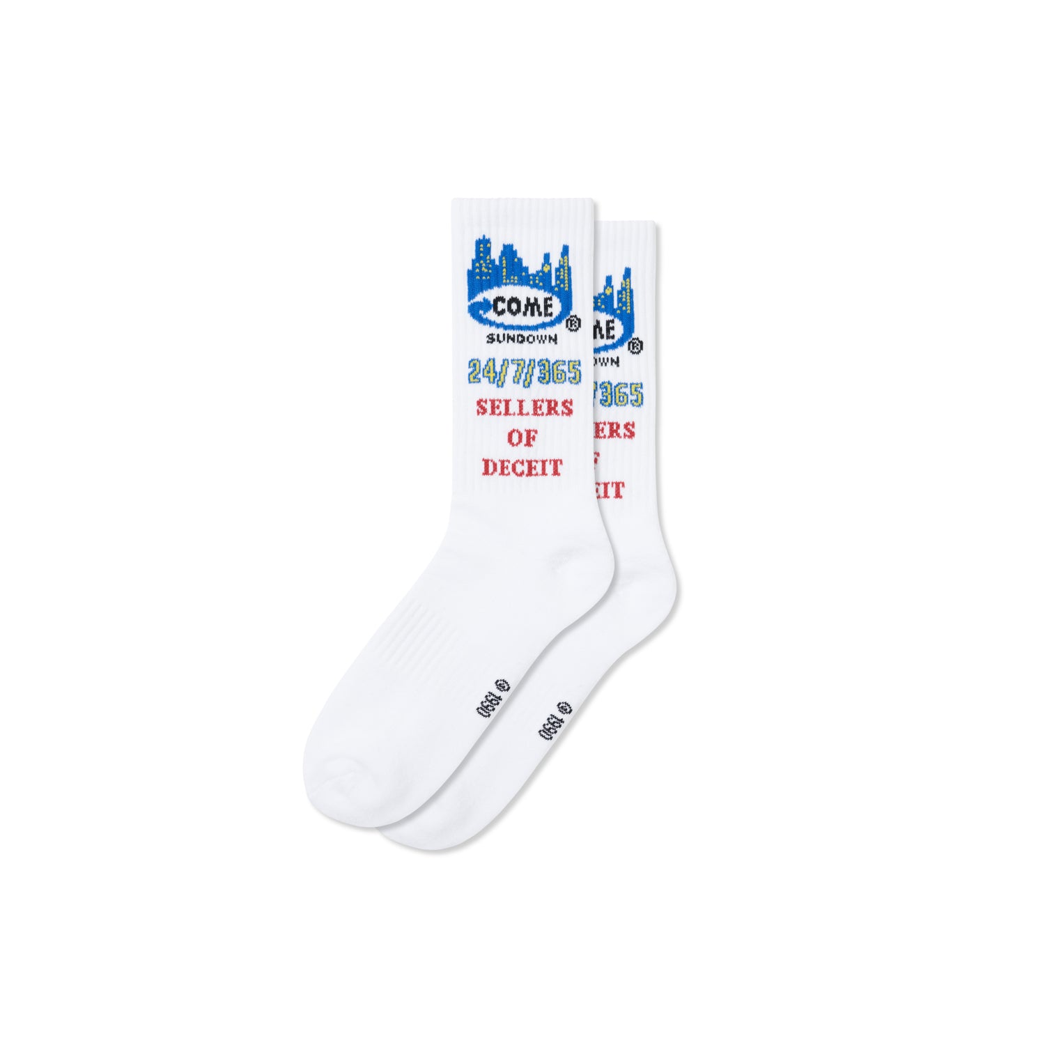 Come Sundown Deceit Socks - White